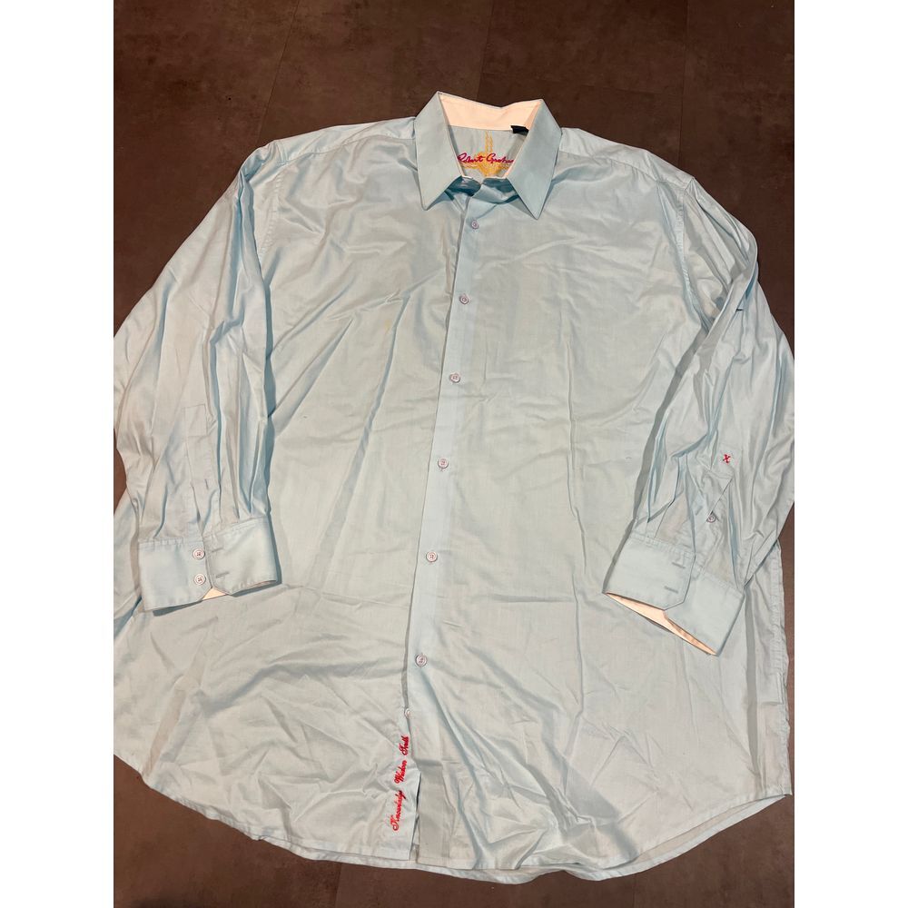 Robert‎ Graham Light Blue Button-Down Shirt Embroidered Logo Casual Wear B-205